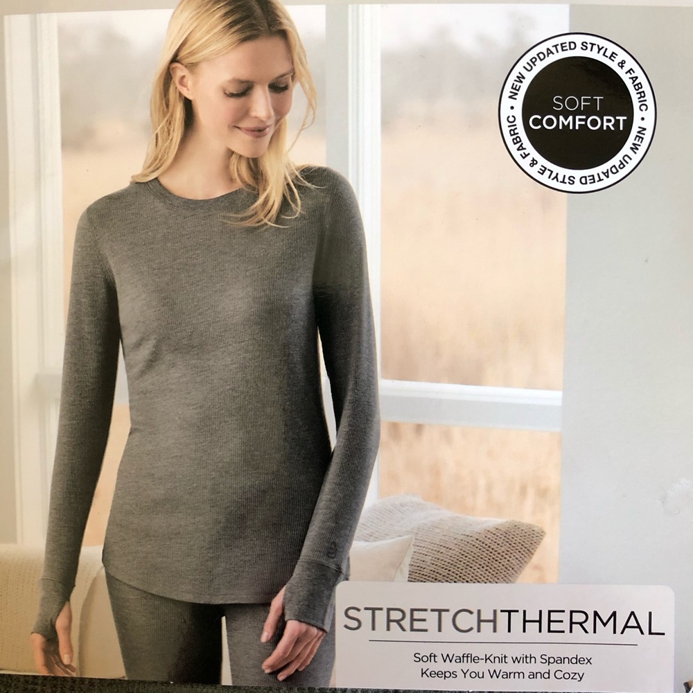 NWT Cuddl Duds Waffle Thermal Crew Thumbholes Med - Picture 1 of 3